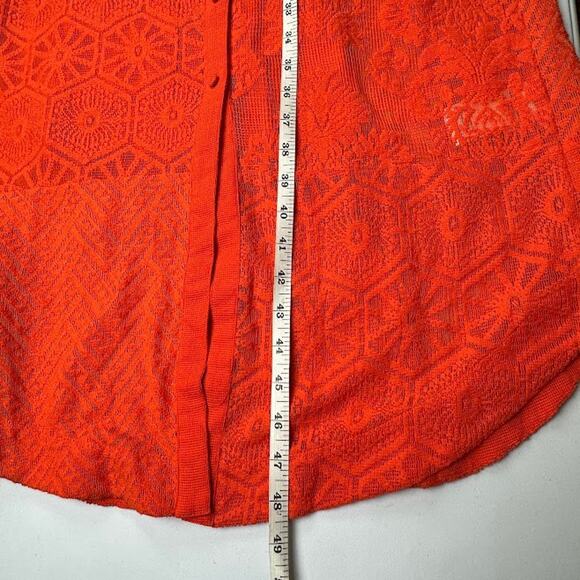 Maeve Anthropologie Dress Womens Small Orange Lace Button Shirt Midi Boho Beach - Picture 11 of 13